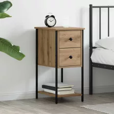   vidaXL Éjjeliszekrény fiókkal kézműves tölgy 32 x 42 x 70 cm Faanyag