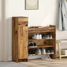   vidaXL Cipőszekrény fiókkal Öreg fa 100,5 x 28 x 100 cm Faanyag