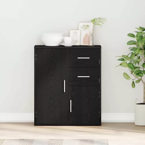 vidaXL Széf fiókkal Fekete tölgy 60 x 31 x 70 cm Faanyag