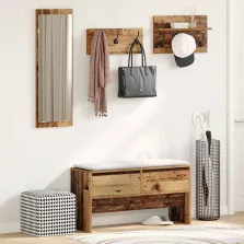   vidaXL Előszoba bútorkészlet fiókkal Régi fa 90 x 31 x 46.5 cm Faanyag