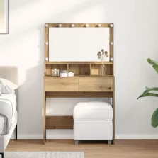 vidaXL Öltözködőasztal kézműves tölgy Forgácslemez