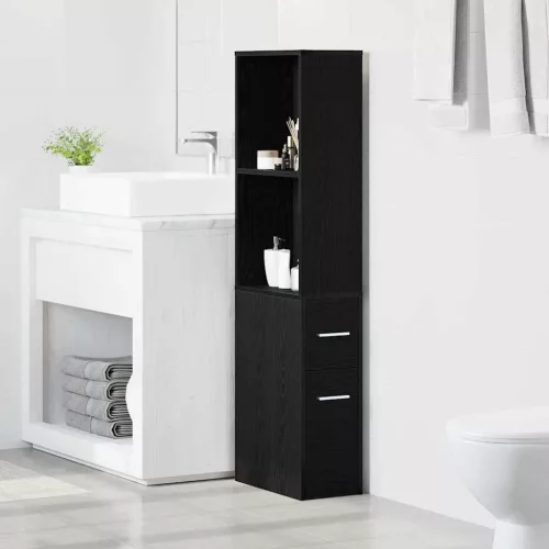 vidaXL Fürdőszoba bútor szett Fekete tölgy 22 x 41 x 135 cm Faanyag