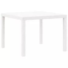 vidaXL Kerti Asztal Fehér 100x100x73 cm Poli Rattan