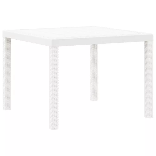 vidaXL Kerti Asztal Fehér 100x100x73 cm Poli Rattan