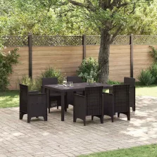 vidaXL Kerti Asztal Barna 150 x 100 x 73 cm polirattan