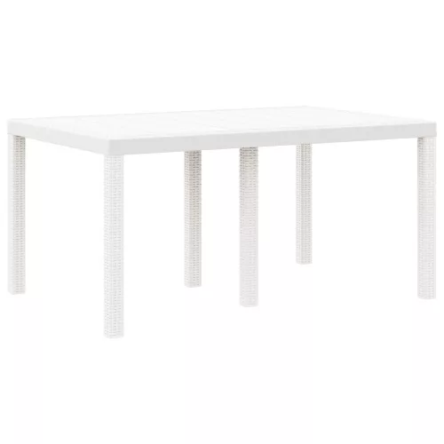 vidaXL Kerti Asztal Fehér 150x100x73 cm Poli Rattan