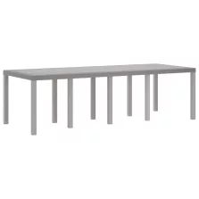 vidaXL Kertasztal Világosszürke 250x100x73 cm Polirattan