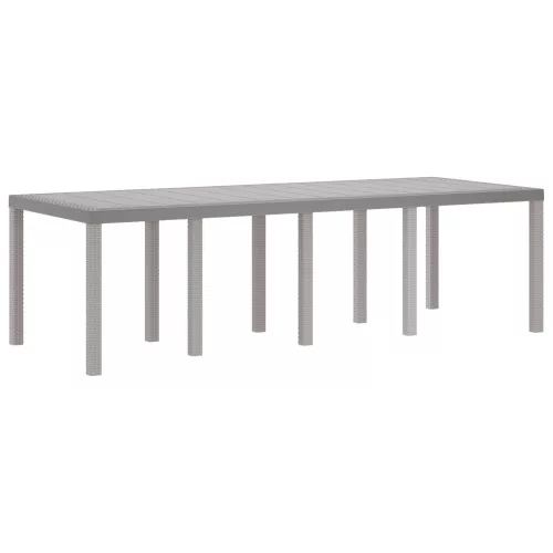 vidaXL Kertasztal Világosszürke 250x100x73 cm Polirattan