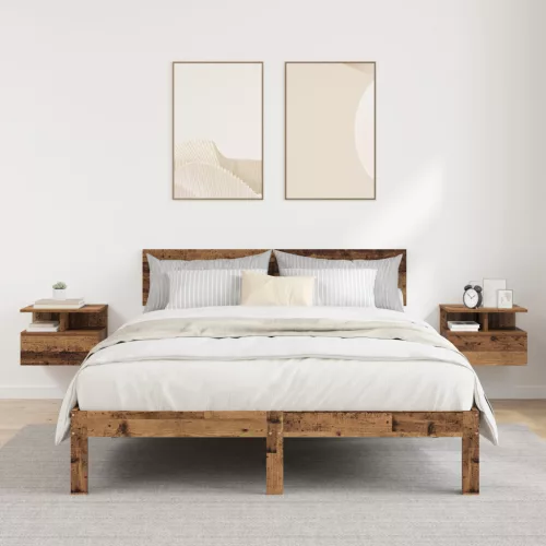 vidaXL Falra Szerelhető Éjjeli Szekrények 2 db Régi fa 40x31x27 cm Reszelt Fa