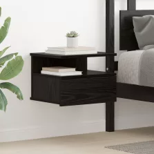   vidaXL Falra Szerelhető Éjjeli Asztal Fekete Tölgy 40x31x27 cm MDF