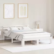   vidaXL Ágykeret fejtámlával Fehér 140 x 200 cm Tömör fenyőfa