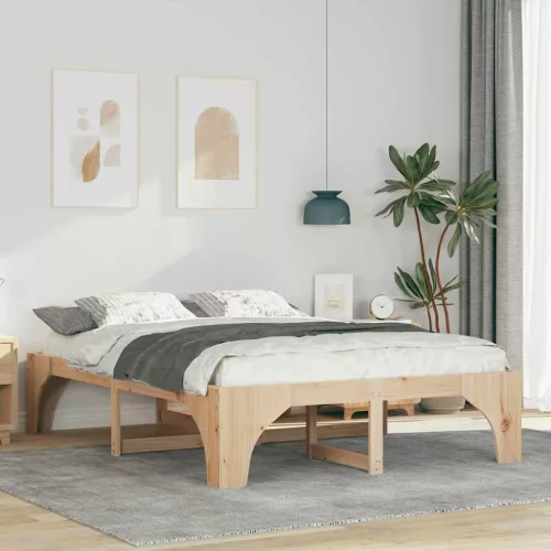 vidaXL Ágykeret Barna 160 x 200 cm Tömör fenyőfa