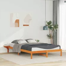   vidaXL Ágykeret éjjeliszekrényekkel Faggyú barna 140 x 210 cm