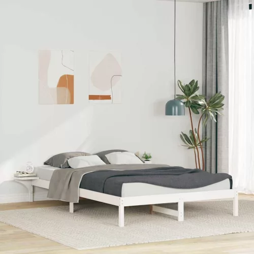 vidaXL Ágykeret éjjeliszekrényekkel Fehér 160 x 210 cm Tömör fenyőfa