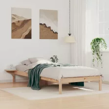   vidaXL Ágykeret éjjeliszekrényekkel Természetes 90 x 220 cm