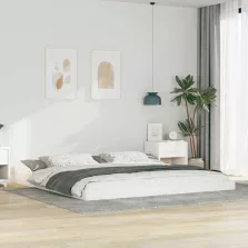 vidaXL Ágykeret Fehér 200 x 220 cm Tömör fenyőfa