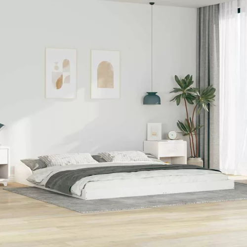 vidaXL Ágykeret Fehér 200 x 220 cm Tömör fenyőfa