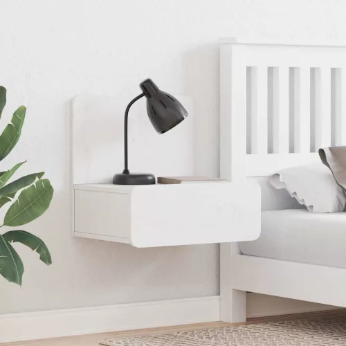 vidaXL Éjjeli asztal fiókkal Fehér 44 x 32,5 x 40 cm Tömör fenyőfa