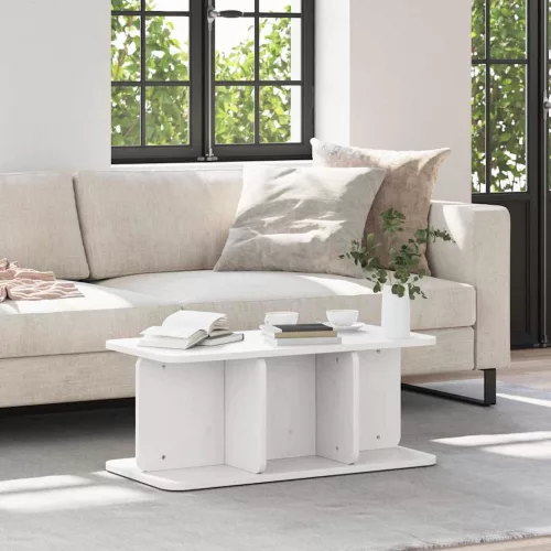 vidaXL Dohányzóasztal Fehér 80 x 39,5 x 33,5 cm Tömör fenyőfa