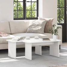 vidaXL Dohányzóasztal 2 pcs Fehér Tömör fenyőfa