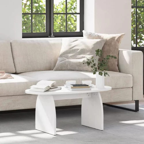 vidaXL Dohányzóasztal Fehér 80 x 40 x 35 cm Tömör fenyőfa
