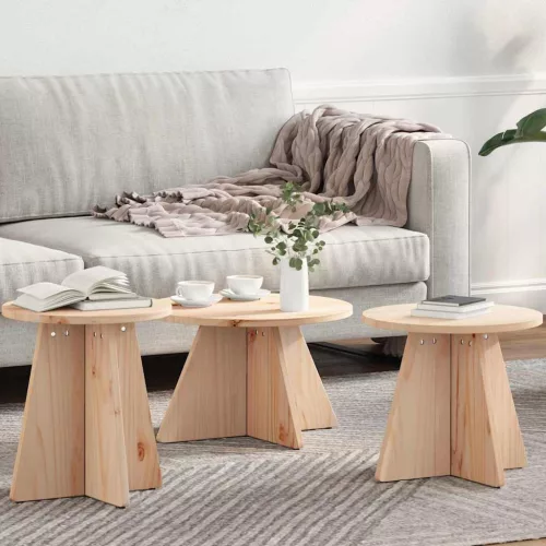 vidaXL Dohányzóasztal 3 pcs Természetes