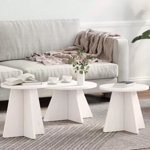 vidaXL Dohányzóasztal 3 pcs Fehér