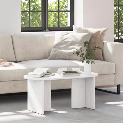 vidaXL Dohányzóasztal Fehér 80 x 39,5 x 35 cm Tömör fenyőfa