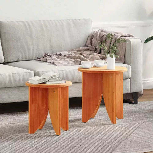 vidaXL Dohányzóasztal 2 pcs Faggyú barna
