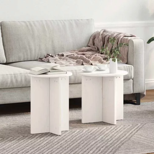 vidaXL Dohányzóasztal 2 pcs Fehér