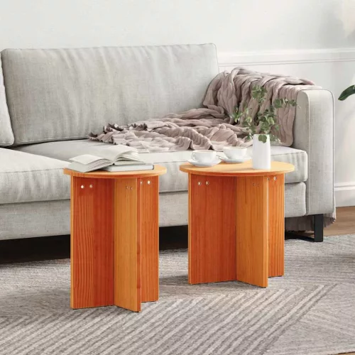 vidaXL Dohányzóasztal 2 pcs Faggyú barna