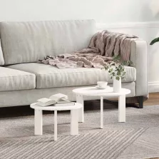 vidaXL Dohányzóasztal 2 pcs Fehér Tömör fenyőfa