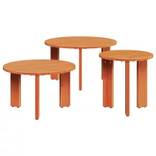 vidaXL Dohányzóasztal 3 pcs Faggyú barna Tömör fenyőfa