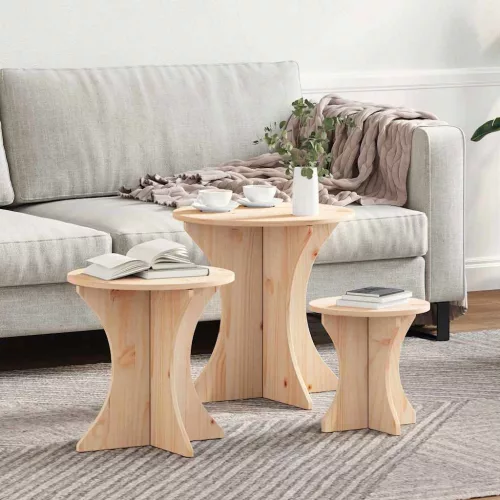 vidaXL Dohányzóasztal 3 pcs Természetes