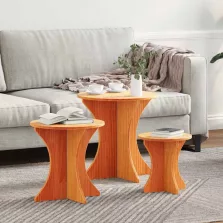 vidaXL Dohányzóasztal 3 pcs Faggyú barna