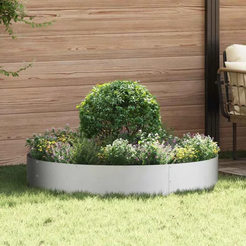vidaXL Ültető gyűrű Ezüst 120 x 120 x 20 cm Horganyzott acél