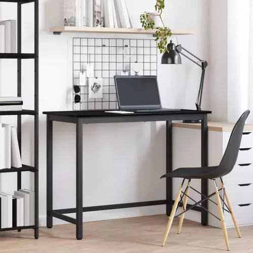 vidaXL asztal Fekete tölgy 80 x 50 x 76,5 cm Műszaki fa és acél