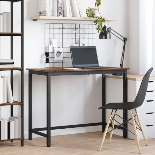 vidaXL asztal Füstölt tölgy 80 x 50 x 76,5 cm Műszaki fa és acél