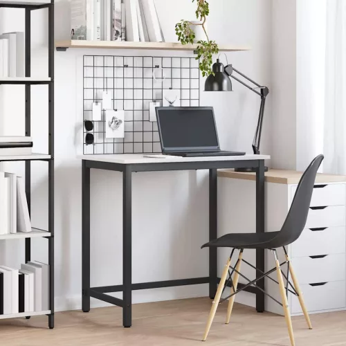 vidaXL asztal Fehér 80 x 50 x 77 cm Műszaki fa és acél