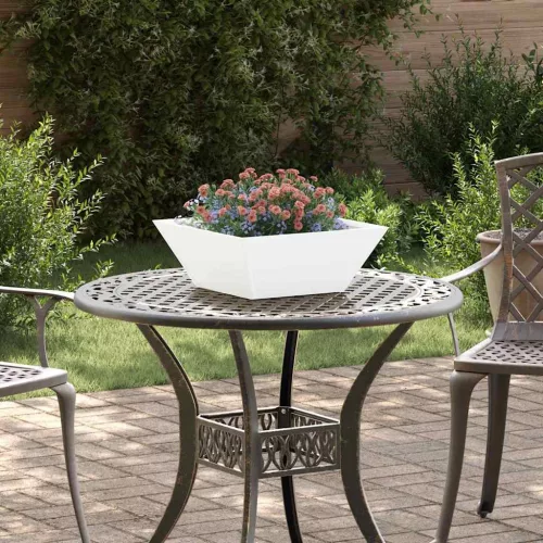 vidaXL Kerti cserép Fehér 40 x 40 x 15 cm Hidegen hengerelt acél