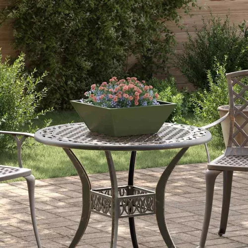 vidaXL Kerti cserép Olajzöld 40 x 40 x 15 cm Hidegen hengerelt acél