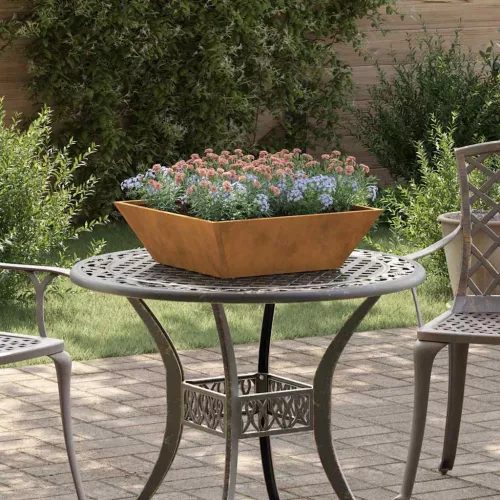 vidaXL Kerti cserép Rozsdás 50 x 50 x 15 cm Időjárásálló acél