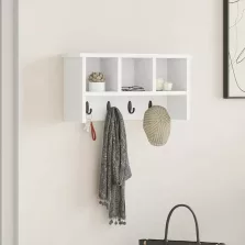   vidaXL Fali Kabáthorog polcokkal Fehér 50 x 16 x 26 cm Faanyag