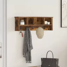  vidaXL Fali Kabáthorog polcokkal Füstölt tölgy 75 x 16 x 26 cm Faanyag
