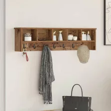   vidaXL Fali Kabáthorog polcokkal Régi fa 100 x 16 x 26 cm Faanyag