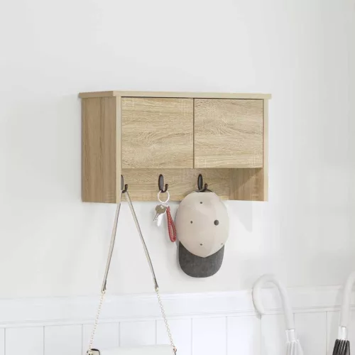 vidaXL Fali Kabáthorog polcokkal Sonoma tölgy 50 x 20 x 30 cm Faanyag