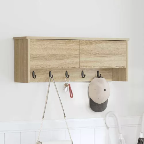 vidaXL Fali Kabáthorog polcokkal Sonoma tölgy 80 x 20 x 30 cm Faanyag