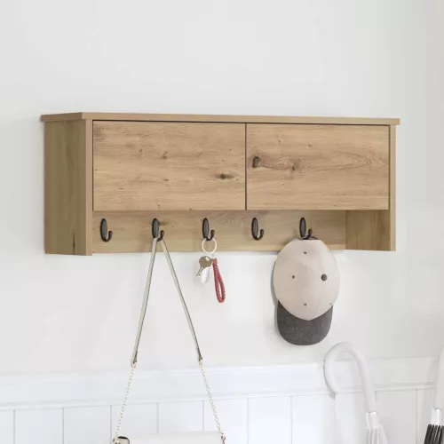 vidaXL Fali Kabáthorog polcokkal Artisan tölgy 80 x 20 x 30 cm Faanyag
