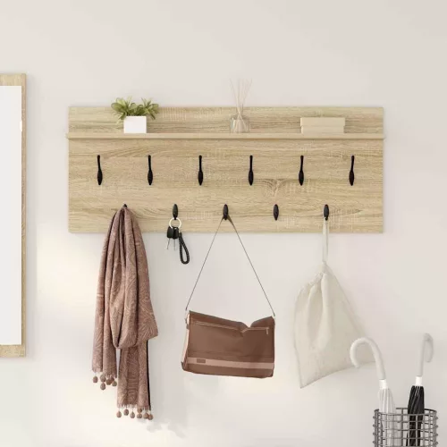 vidaXL Fali Kabáthorog polcokkal Sonoma tölgy 100 x 40 x 12 cm Faanyag