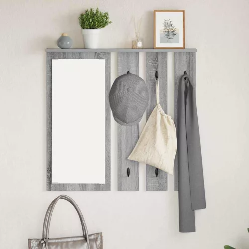vidaXL Fali Kabáthorog polcokkal Szürke sonoma 84 x 10 x 80 cm Faanyag